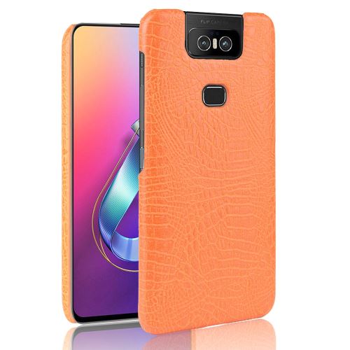 Coque en TPU + PU crocodile dur orange pour votre Asus Zenfone 6 ZS630KL