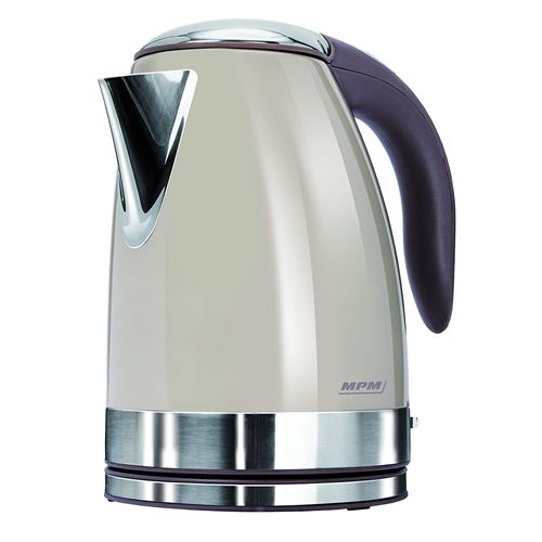 MPM MCZ-59/B Bouilloire électrique sans fil en acier inoxydable, 1,7 litres, sans BPA Crema