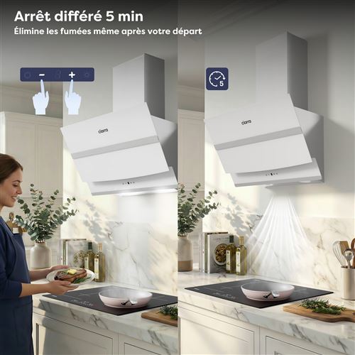 Ciarra Hotte Tactile Inclinee L 60cm 750m H 3 Vitesses Evacuation Ou Recyclage Led Lampe Touch Control Hotte Aspirante Blanche 736nwh60 Hotte Decorative Murale Achat Prix Fnac