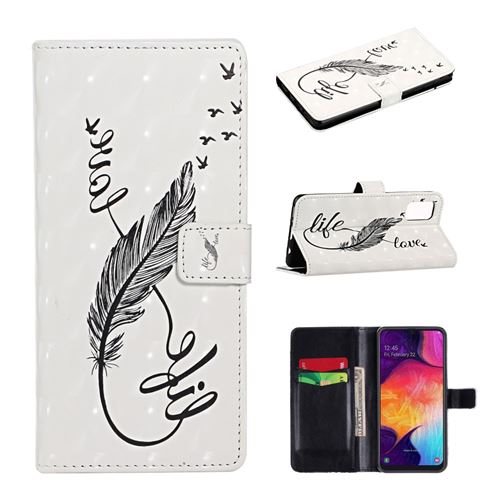 Etui en PU impression de motif de décoration spot lumineux avec support lettres de plumes pour votre Samsung Galaxy A41 (Global Version)