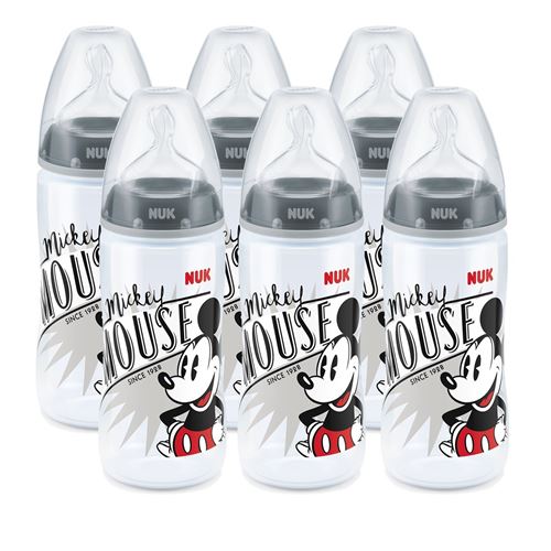 NUK Lot 6 biberons First Choice+ Mickey 300 ml 0-6M perçage M