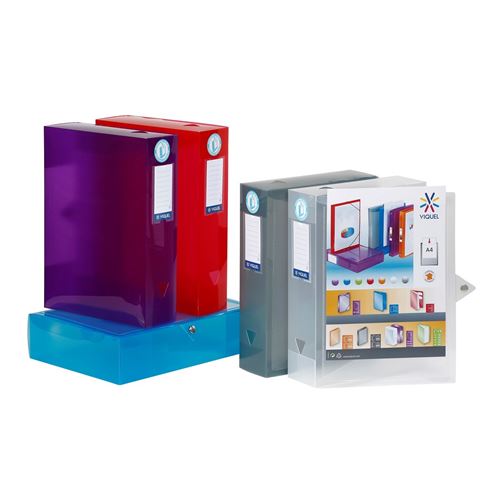 Viquel Lot de 8 boites de classement et archivage en plastique - 6 couleurs assorties Multicolore