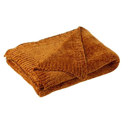 Artgeist Orange Plaid Uni Chenille "Bradly" 130X170cm Rouille