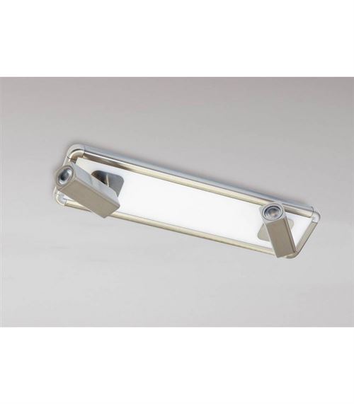 Plafonnier/Applique Ibiza 2 Head avec Backlit Ampoules 20W LED nickel satiné 4000K, 1500lm,