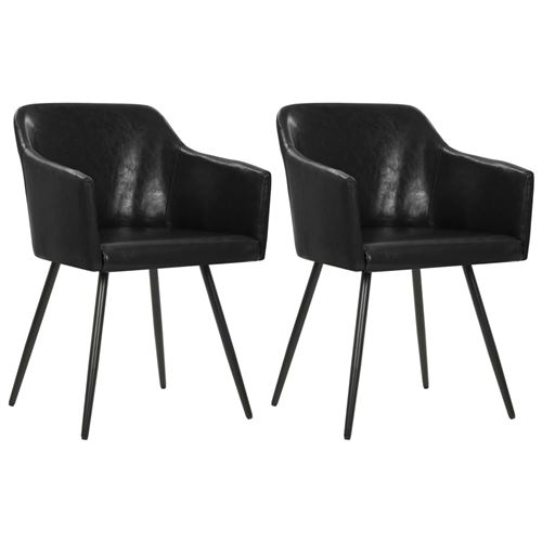 vidaXL Chaise de salle à manger 2 pcs Noir Similicuir
