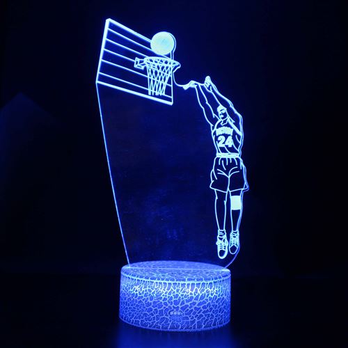 Lampe 3D Tactile Veilleuses Enfant 7 Couleurs avec Telecommande - Basketball #1051