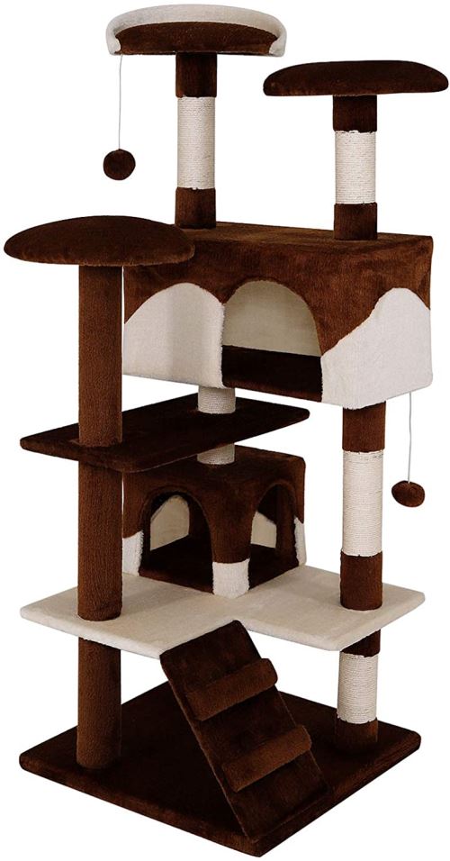dibea Arbre à chat avec Griffoir - 62 x 62 x 130 cm - Marron/Beige