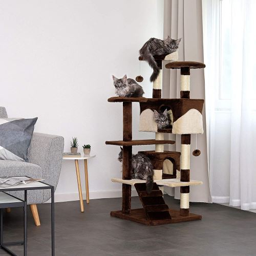 Dibea Arbre A Chat Avec Griffoir 62 X 62 X 130 Cm Marron Beige Paniers Et Mobilier Pour Chat Achat Prix Fnac