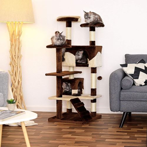 Dibea Arbre A Chat Avec Griffoir 62 X 62 X 130 Cm Marron Beige Paniers Et Mobilier Pour Chat Achat Prix Fnac