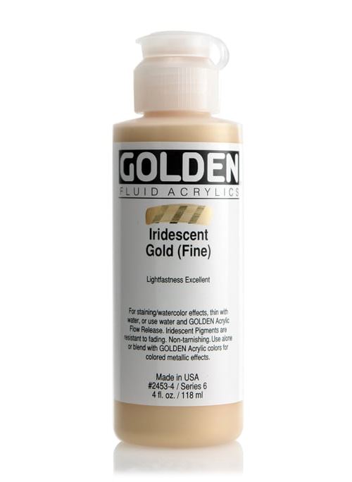 Peinture acrylic fluids golden vi 119ml iridescent or fin - golden