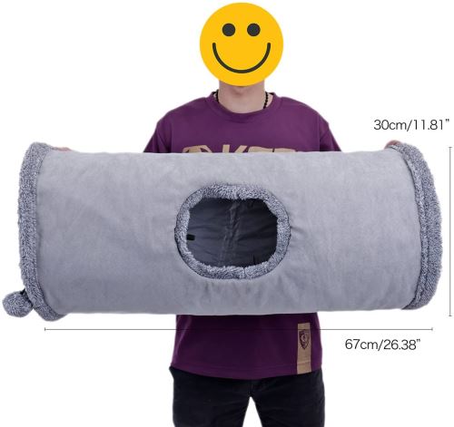 Comparer les prix de OHANA Jouet Tunnel pour Chat en Daim, Grand Tunnel a Chat Pliable avec 2 Trous et Boule Suspendue pour Chats Chatons Lapins Dia30 * 67cm