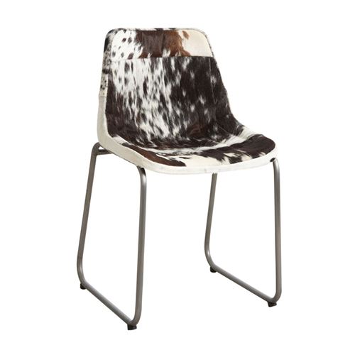 Aubry Gaspard - Chaise en peau de vache marron et blanche Noire et blanche