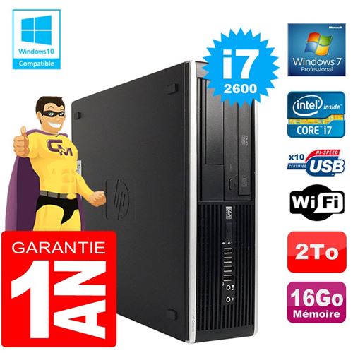 Pc hp compaq 8300 sff core i7-2600 ram 16go disque 2 to graveur dvd wifi w7