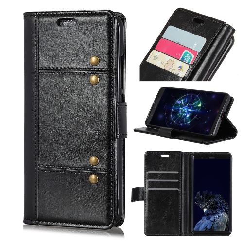 Etui en PU décor rivet avec support noir pour votre Huawei P30 Lite