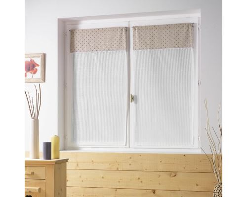 Paire droite passe tringle 2 x 60 x 160 cm voile rayures+top imprime pauline gri Gris