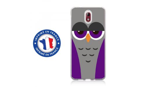 Coque souple pour Nokia 3-1 avec impression Motifs chouette endormie mauve et grise