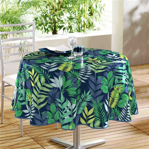 Nappe ronde (0) 160 cm en toile cirée pvc Palma Bleu