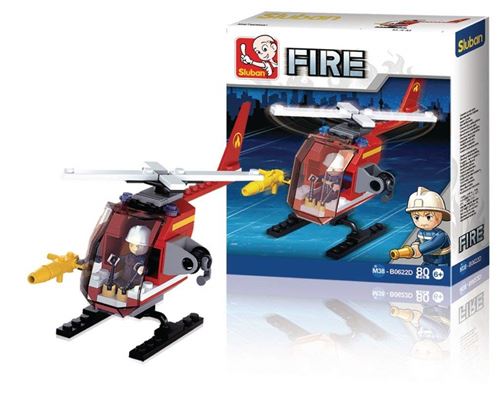 Sluban M38-b0622d Petite Fire Hélicoptère 77 pcs, Multicolore