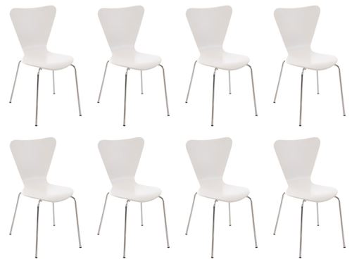 Lot de 8 chaises visiteur empilables Calisto , Blanc