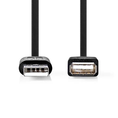NEDIS USB 2.0 Cable - A Male - A Female - 3.0 m - Noir