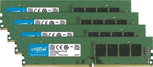 Crucial CT4K16G4DFD8266 64Go Kit (16Gox4) (DDR4, 2666 MT/s, PC4-21300, DR x8, DIMM, 288-Pin) Mémoire