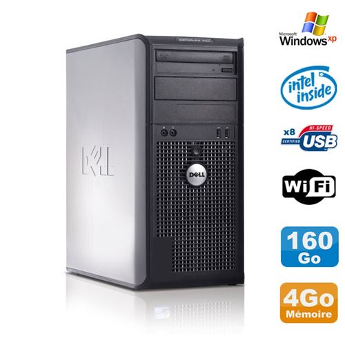 PC Tour Dell Optiplex 360 Mt Intel E7400 2.8Ghz 4Go Disque 160Go Dvd WiFi Win Xp