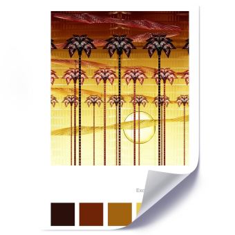 Poster Mural 50x40 Cm - Motif Palmier Graphique, Décoration Murale Moderne Pour Toutes Pièces