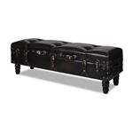Banc Velours Noir 157 Cm Avec Boutons Cristal – Pieds En Bois Pin, Salon Chambre élégant - 10