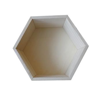 Etagère hexagone en bois 24 x 21 x 10 cm - 1