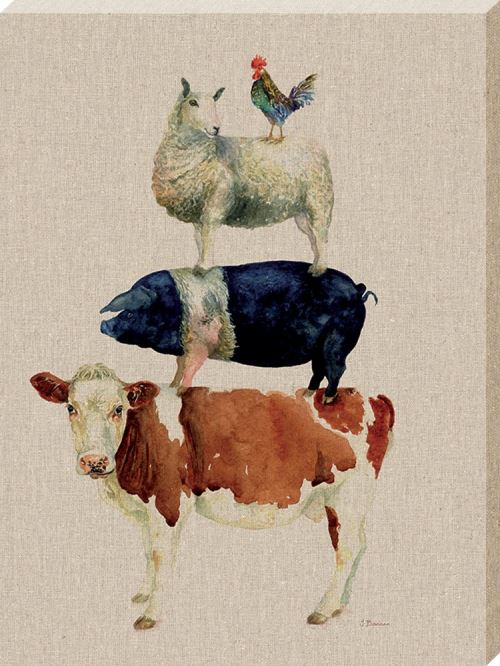 Jane Bannon imprimée Farmyard Fun 30 x 40 x 3.8 cm