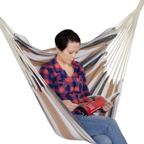 AMANKA Hamac 110x145cm Siège Suspendu en toile chaise suspendue balançoire en coton max 150kg Rayure