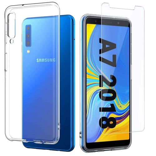 Coque de protection pour Samsung Galaxy A7 2018 avec Protection d'écran en verre Trempé