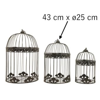 Style Ancienne Cage à Oiseaux Décorative Ronde Marron 43 Cm