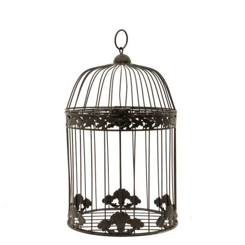 Style Ancienne Cage à Oiseaux Décorative Ronde Marron 43 Cm
