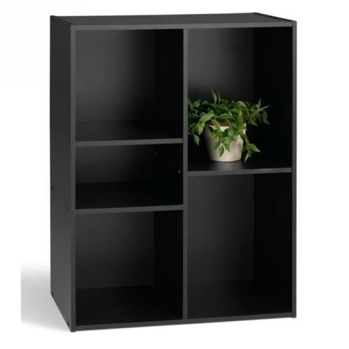 Etagère cube en bois H80cm L61.5cm 5 niches COMPO - Noir