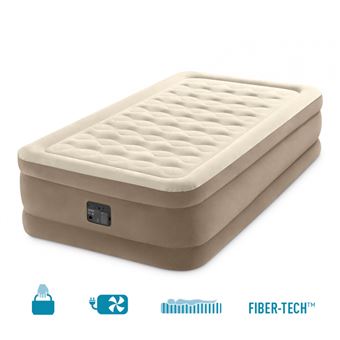 Lit gonflable électrique Intex Ultra Plush 1 Place Beige