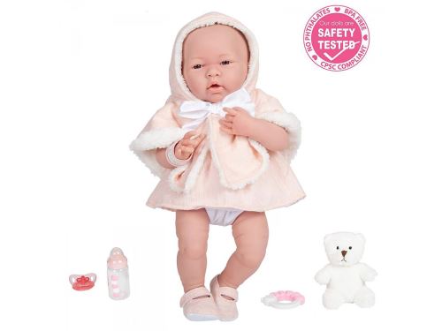 Berenguer - All-Vinyl La Newborn Doll in Pink Coat and Outift. REAL GIRL!