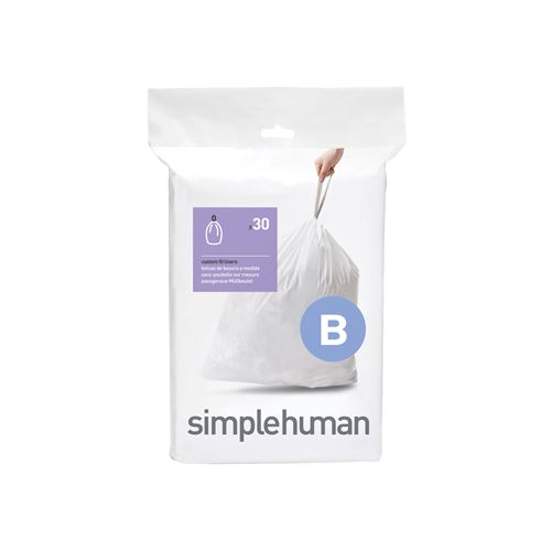 Pack de 20 sacs poubelle 6L code B - Simplehuman - Blanc - Plastique