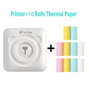 Mini Imprimante Peripage Bluetooth portable thermique avec 10 rouleaux de  papier d'impression - Blanc - Imprimante Photo
