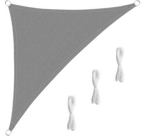 Voiles d'Ombrage Triangulaire, FLYCCC,360 x 360 x 360 cm, Polyester Résistant aux Déchirures, Anti UV, Résiste à l'Humidité, étanche, gris