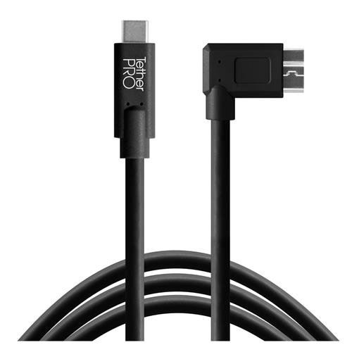 Tetherpro USB-C vers 3.0 Micro-B à Angle Droit – 15 '(4.6 m) 15 Feet Noir