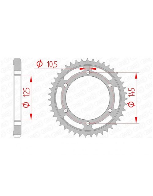 Couronne AFAM 44 dents acier standard pas 530 type 12601
