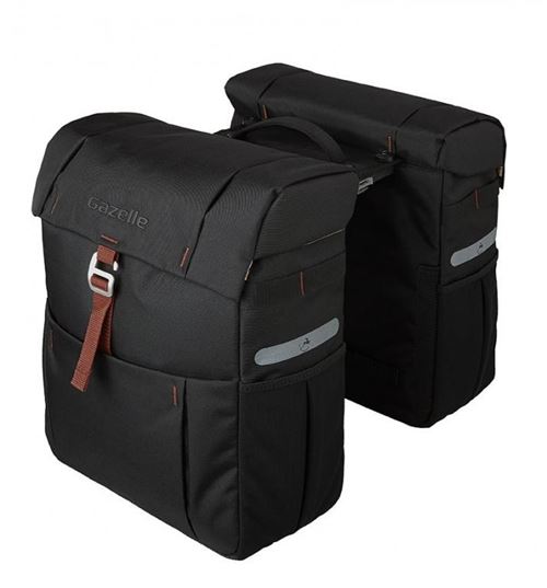 Gazelle double sacoche 37 litres noir/marron
