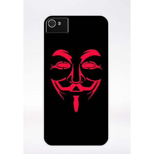 Coque Anonymous Noir Et Rouge Compatible Iphone 4 Transparent