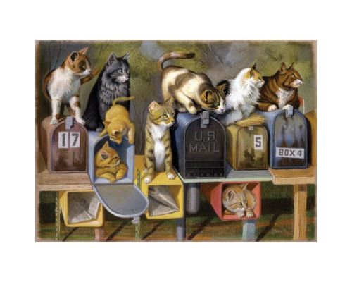 Puzzle 300 Pièces : Pièces XXL - Chats Attendant Le Courrier, Ravensburger