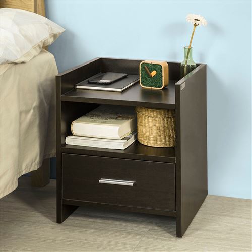 SoBuy® FBT66-BR Table de Chevet Table de Nuit Bout de Canapé avec 1 Tiroir 1 Niche