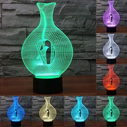 Lampe 3D Oiseau Dans Vase Lumière LED Maison 7 Couleurs Tactile USB - YONIS