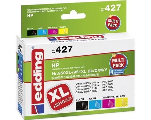 Edding encre remplace hp 950, 950xl, 951, 951xl compatible pack bundle 18-427