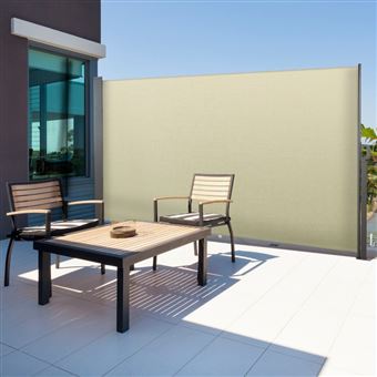 Paravent Rétractable Brise Vue Rétractable Sur Pied Paravent Exterieur Retractable 300x180cm Ecru Store Vertical
