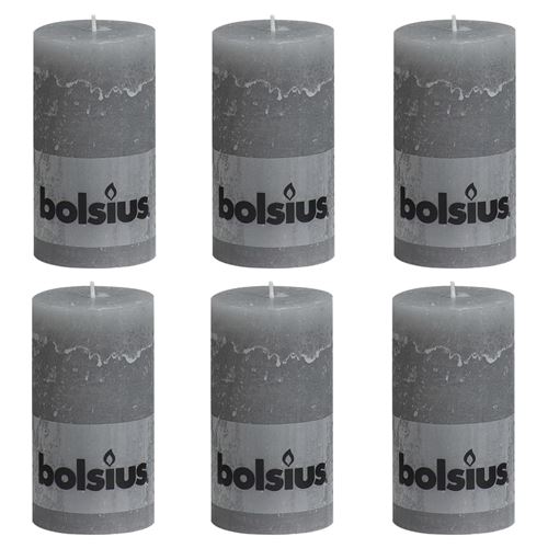 Bolsius Bougies pilier rustiques 6 pcs 130x68 mm Gris clair